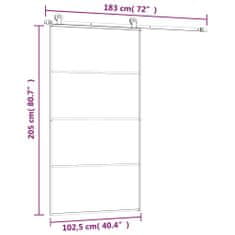 Vidaxl Posuvné dveře s kováním 102,5 x 205 cm ESG sklo a hliník