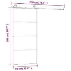 Greatstore Posuvné dveře s kováním 90x205 cm ESG sklo a hliník