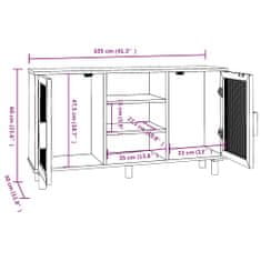 Vidaxl Příborník bílý 105x30x60 cm masivní borovice a přírodní ratan