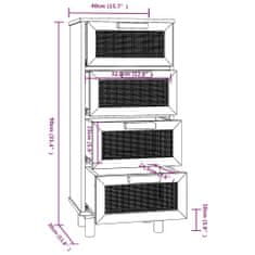 Greatstore Příborník hnědý 40x30x90 cm masivní borovice a přírodní ratan