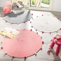 Douceur D'Interieur Růžový koberec s bambulemi POMPOMPARTY, O 90 cm