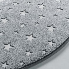 Douceur D'Interieur Šedý kulatý koberec s hvězdami FLUO NIGHT, O 90 cm