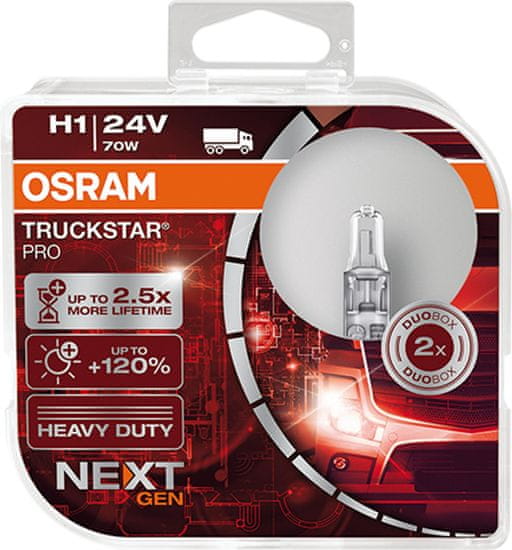 Osram OSRAM H1 24V 70W P14,5s TRUCKSTAR PRO NEXT GEN plus 120procent více světla 2ks 64155TSP-HCB