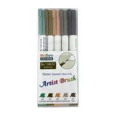 Marvy Popisovač artist brush earth set (5ks), inkoustové