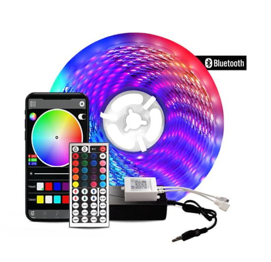 Aga Bluetooth RGB LED pásek 5m + ovladač + zdroj