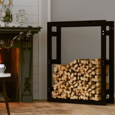 Greatstore Stojan na dřevo černý 80 x 25 x 100 cm masivní borovice