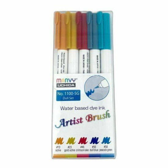 Marvy Popisovač artist brush dull set (5ks), inkoustové