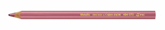 Caran´d Ache Pastelka "Metallic", růžová - scarlet, maxi, šestihranná, 494.070