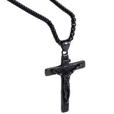 IZMAEL Náhrdelník Glaube Cross-Černá KP22861