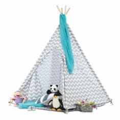 KONDELA Dětský stan (teepee) Etent - šedá / bílá / vzor