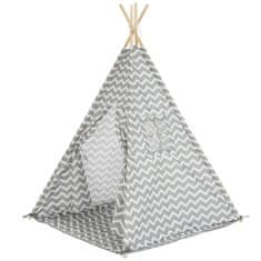 KONDELA Dětský stan (teepee) Etent - šedá / bílá / vzor