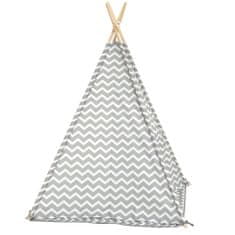 KONDELA Dětský stan (teepee) Etent - šedá / bílá / vzor