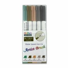 Marvy Popisovač artist brush earth set (5ks), inkoustové