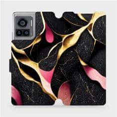 Mobiwear Flip pouzdro na mobil Motorola Edge 30 Ultra - VP35S Černý a zlatavý mramor