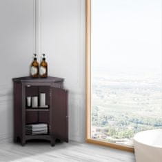 Teamson Elegantní domácí móda Glancy Dřevěná rohová nástěnná skříňka s jedněmi okenicemi Tmavě hnědá