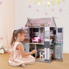 Teamson Olivia's Little World Dreamland Dětský Interaktivní Dřevěný Domeček Pro Panenky 3 Patra S 13 Doplňky Nábytku Pro Panenky Bílý Td-13632A