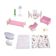 Teamson Olivia's Little World Dreamland Dětský Interaktivní Dřevěný Domeček Pro Panenky 3 Patra S 13 Doplňky Nábytku Pro Panenky Bílý Td-13632A