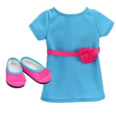 Teamson Sophia's - 18" panenka - Hailey Auburn Vinylová panenka v tyrkysových šatech a botách s horkou růžovou skvrnou - Blush