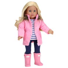 Teamson Sophia's - 18" panenka - Parka, legíny, pruhované tričko a boty - světle růžová