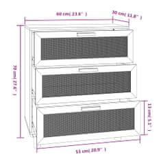 Vidaxl Příborník bílý 60x30x70 cm masivní borovice a přírodní ratan