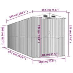 Vidaxl Zahradní kůlna zelená 192 x 689 x 223 cm pozinkovaná ocel