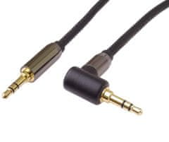 PremiumCord HQ stíněný kabel stereo Jack 3.5mm - Jack 3.5mm, zahnutý 90°, 5m