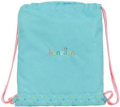 CurePink Pytlík se šňůrkami - gym bag Benetton: Candy (35 x 40 cm) tyrkysový polyester