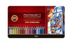 Koh-i-noor pastelky umělecké POLYCOLOR kreslířská sada 72 ks v plechové krabičce