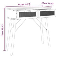 Vidaxl Konzolový stolek hnědý 80x30x75 cm borovice a přírodní ratan