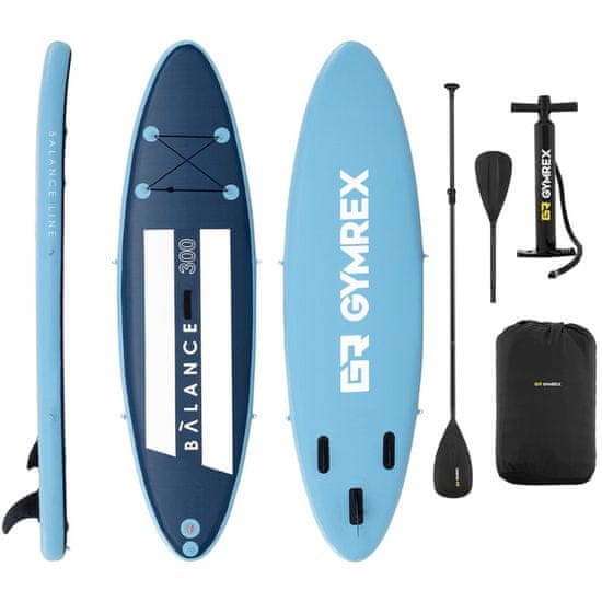 Gymrex Nafukovací SUP prkno s příslušenstvím Balance Line, 135 kg, modré