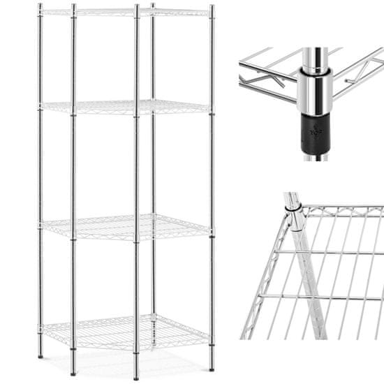 shumee Kovová rohová knihovna se 4 prolamovanými policemi do 1 t 1000 kg 68x68x180 cm