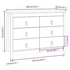 Greatstore Odkládací skříňka 100x40x72 cm masivní borové dřevo