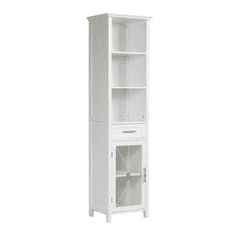 Teamson Elegantní domácí móda Dřevěná koupelnová skříňka Multi Functional White 7978