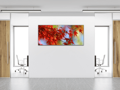 Glasdekor Obraz skleněný větev list červený javor - Rozměry-obdélník: 60 x 70 cm