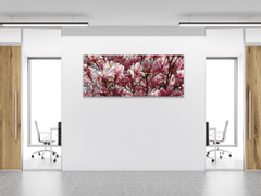 Glasdekor Obraz skleněný keř a květy růžové magnolie - Rozměry-obdélník: 60 x 70 cm