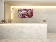 Glasdekor Obraz skleněný keř a květy růžové magnolie - Rozměry-obdélník: 60 x 70 cm