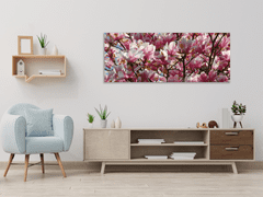 Glasdekor Obraz skleněný keř a květy růžové magnolie - Rozměry-obdélník: 60 x 70 cm