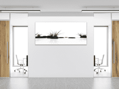 Glasdekor Obraz skleněný tráva a černý kámen na bílém pozadí - Rozměry-obdélník: 80 x 90 cm