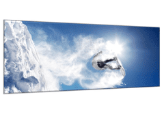 Glasdekor Obraz skleněný zimní snowboard - Rozměry-obdélník: 34 x 72 cm