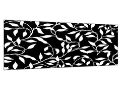 Glasdekor Obraz skleněný vzor černobílé listí - Rozměry-obdélník: 60 x 90 cm