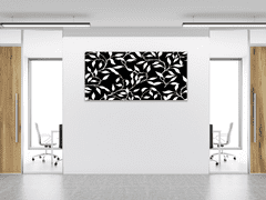 Glasdekor Obraz skleněný vzor černobílé listí - Rozměry-obdélník: 60 x 90 cm