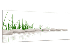 Glasdekor Obraz skleněný tráva a kámen na okraji vody - Rozměry-obdélník: 30 x 60 cm