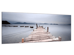 Glasdekor Obraz skleněný pohled přes molo na loďky - Rozměry-obdélník: 52 x 60 cm