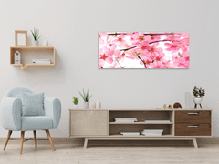 Glasdekor Obraz skleněný větev růžové květy - Rozměry-obdélník: 40 x 60 cm