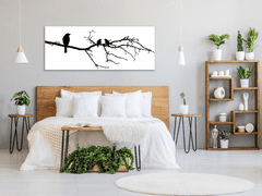 Glasdekor Obraz skleněný silueta ptáků na větvi - Rozměry-obdélník: 60 x 90 cm