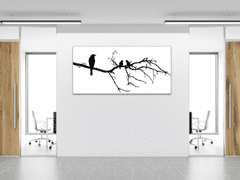 Glasdekor Obraz skleněný silueta ptáků na větvi - Rozměry-obdélník: 60 x 90 cm