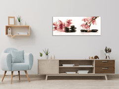 Glasdekor Obraz skleněný růžová orchidej a černé oblázky - Rozměry-obdélník: 60 x 90 cm