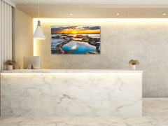 Glasdekor Obraz skleněný západ slunce nad oceánem - Rozměry-obdélník: 55 x 110 cm