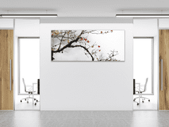 Glasdekor Obraz skleněný větev s červenými lístky - Rozměry-obdélník: 52 x 60 cm