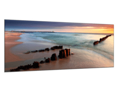 Glasdekor Obraz skleněný východ slunce na pláži - Rozměry-obdélník: 70 x 90 cm